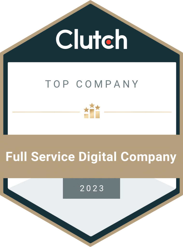 Clutch award for top full service digital advertising company presented to Digital Nomads HQ 2023